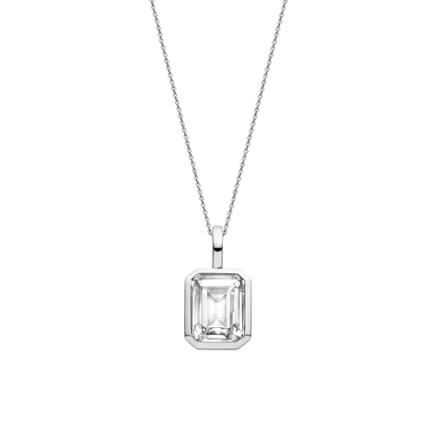 Colgante de plata con acabado platinado y zirconia blanca