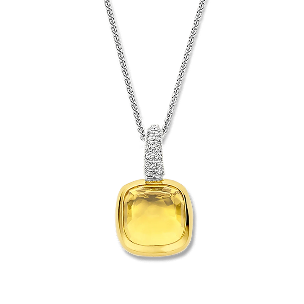 Colgante de plata bañada en oro con piedra amarilla