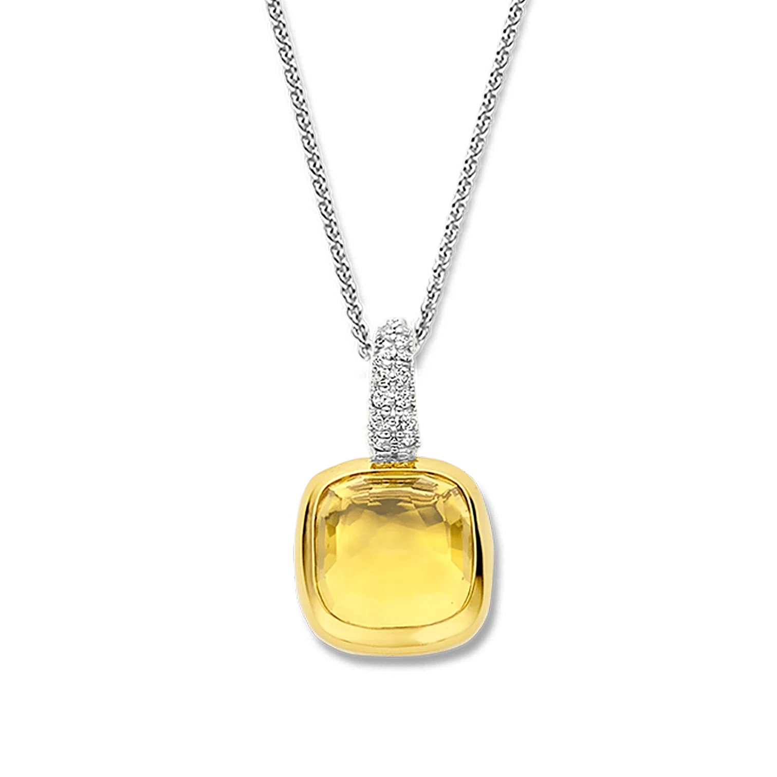 Colgante de plata bañada en oro con piedra amarilla