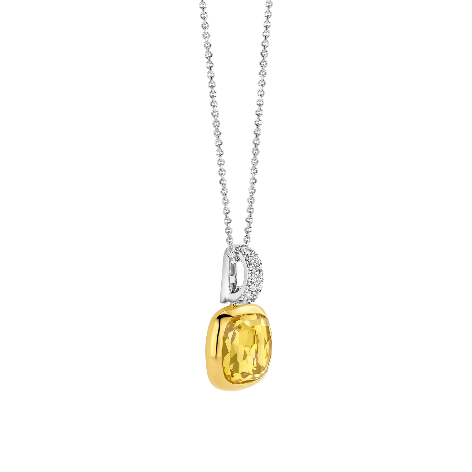 Colgante de plata bañada en oro con piedra amarilla