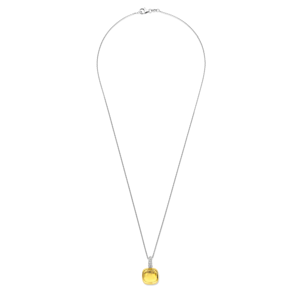 Colgante de plata bañada en oro con piedra amarilla