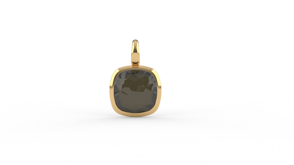 Dije de plata bañada en oro amarillo con piedra caqui