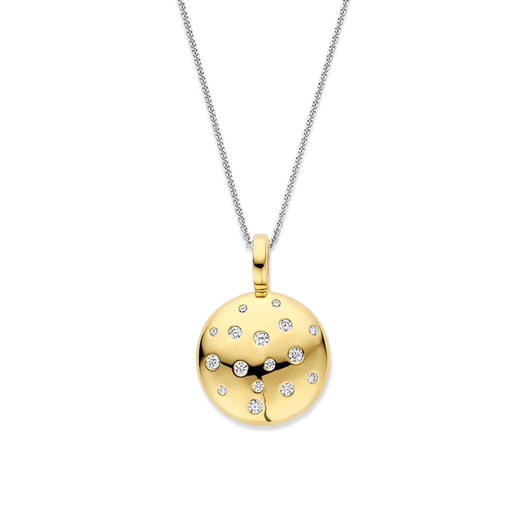 Colgante stardust de plata bañada en oro con zirconia blanca