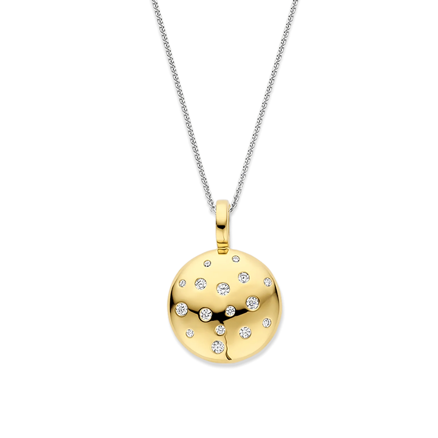 Colgante stardust de plata bañada en oro con zirconia blanca