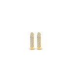 Aretes de aro de plata bañada en oro amarillo con zirconia blanca