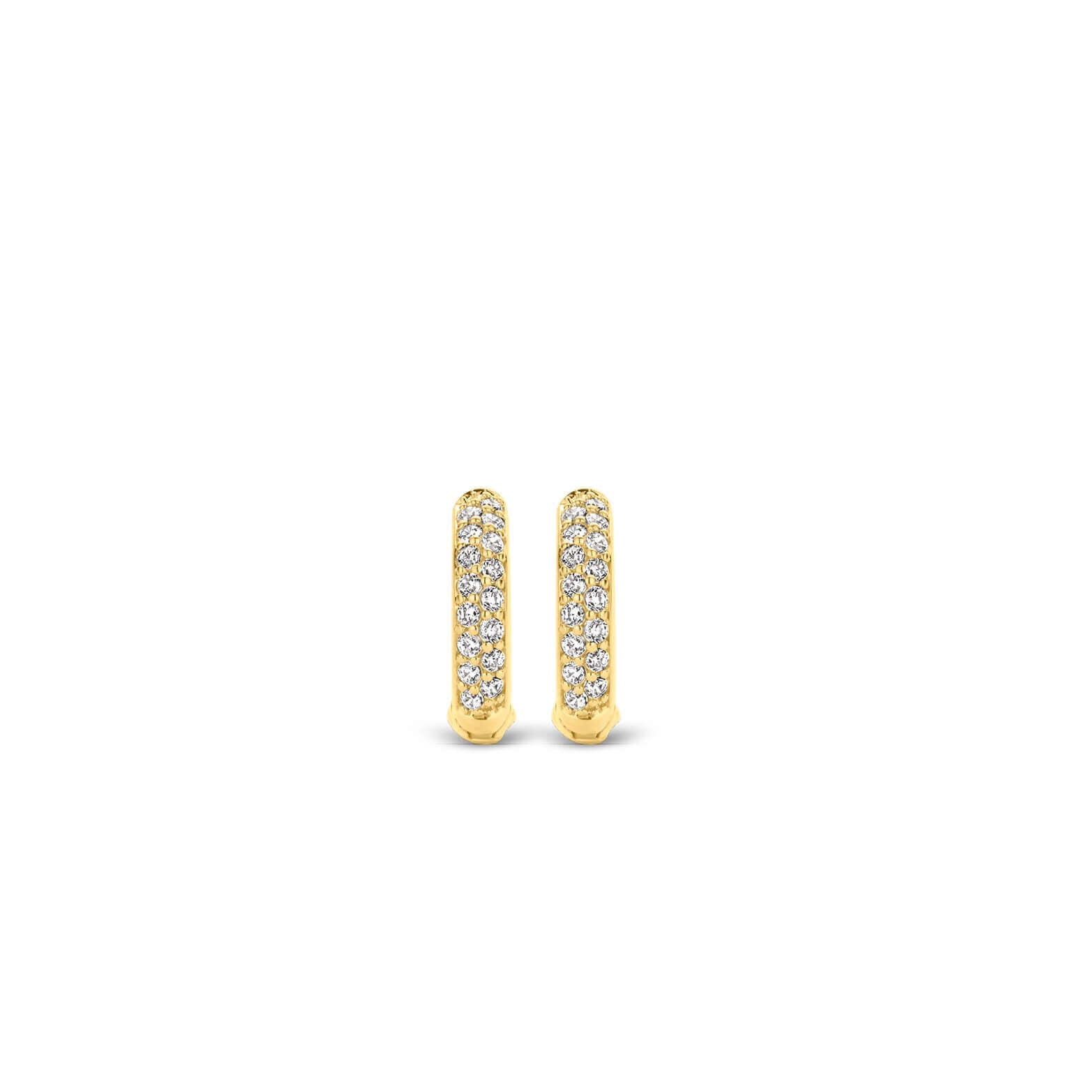 Aretes de aro de plata bañada en oro amarillo con zirconia blanca