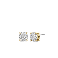 Aretes clásicos de plata dorada con zirconia blanca
