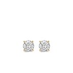 Aretes clásicos de plata dorada con zirconia blanca
