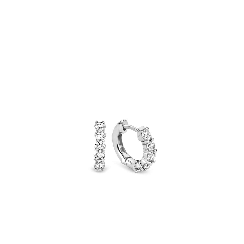 Aretes de aro platinados de plata con zirconia blanca