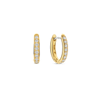 Aretes de aro de plata bañada en oro amarillo con zirconia blanca
