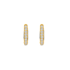 Aretes de aro de plata bañada en oro amarillo con zirconia blanca
