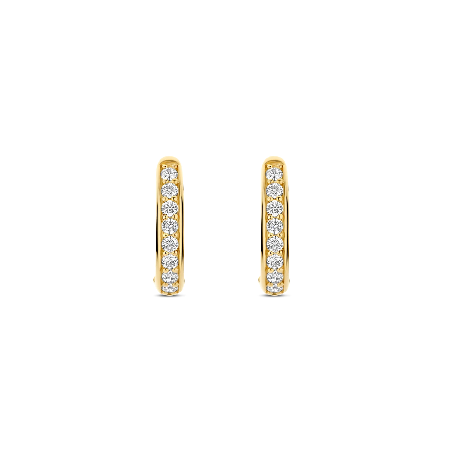 Aretes de aro de plata bañada en oro amarillo con zirconia blanca