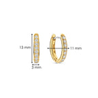 Aretes de aro de plata bañada en oro amarillo con zirconia blanca