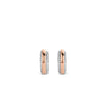 Aretes de aro de plata bañada en oro rosa con zirconia blanca
