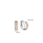 Aretes de aro de plata bañada en oro rosa con zirconia blanca