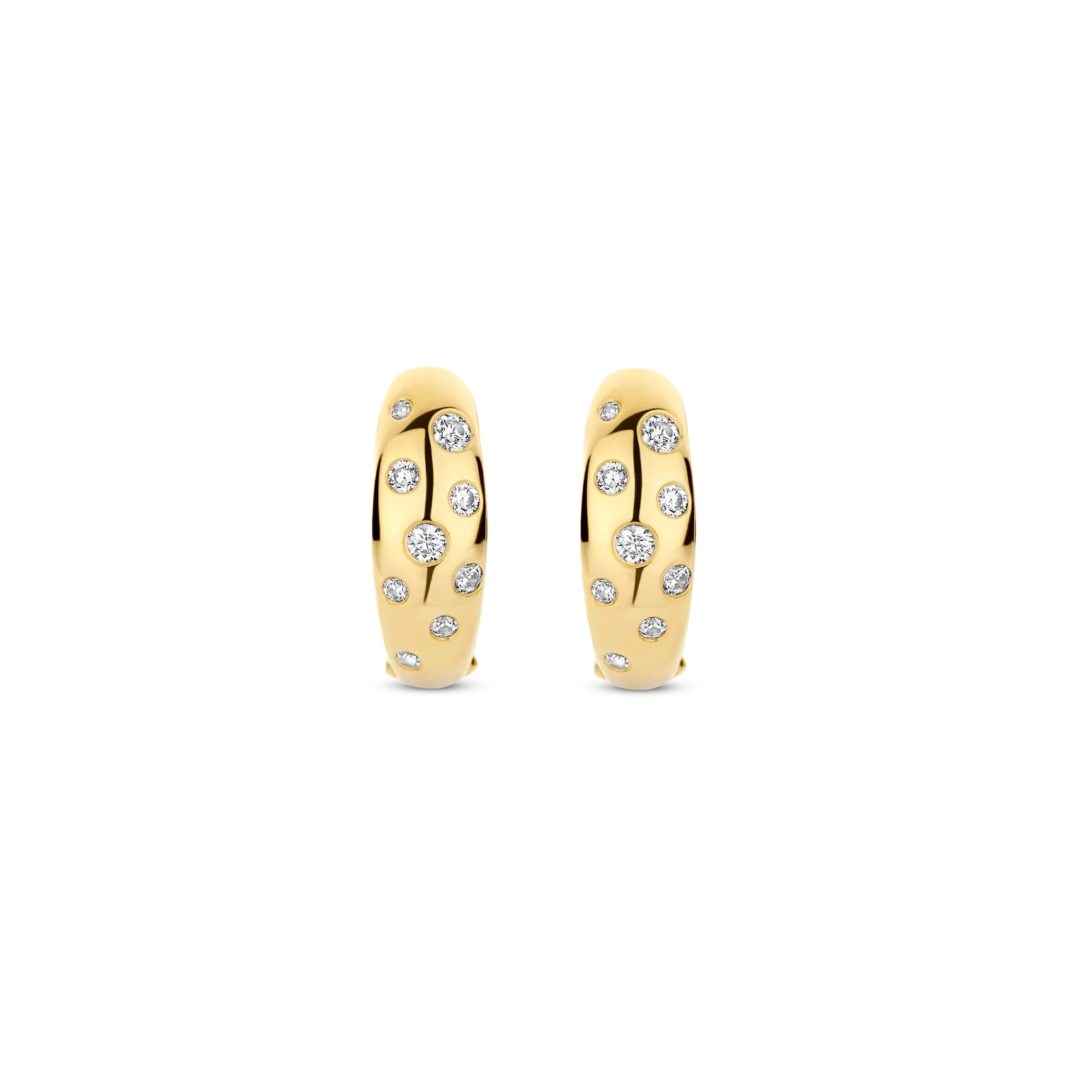 Aretes de aro de plata bañados en oro con zirconia blanca