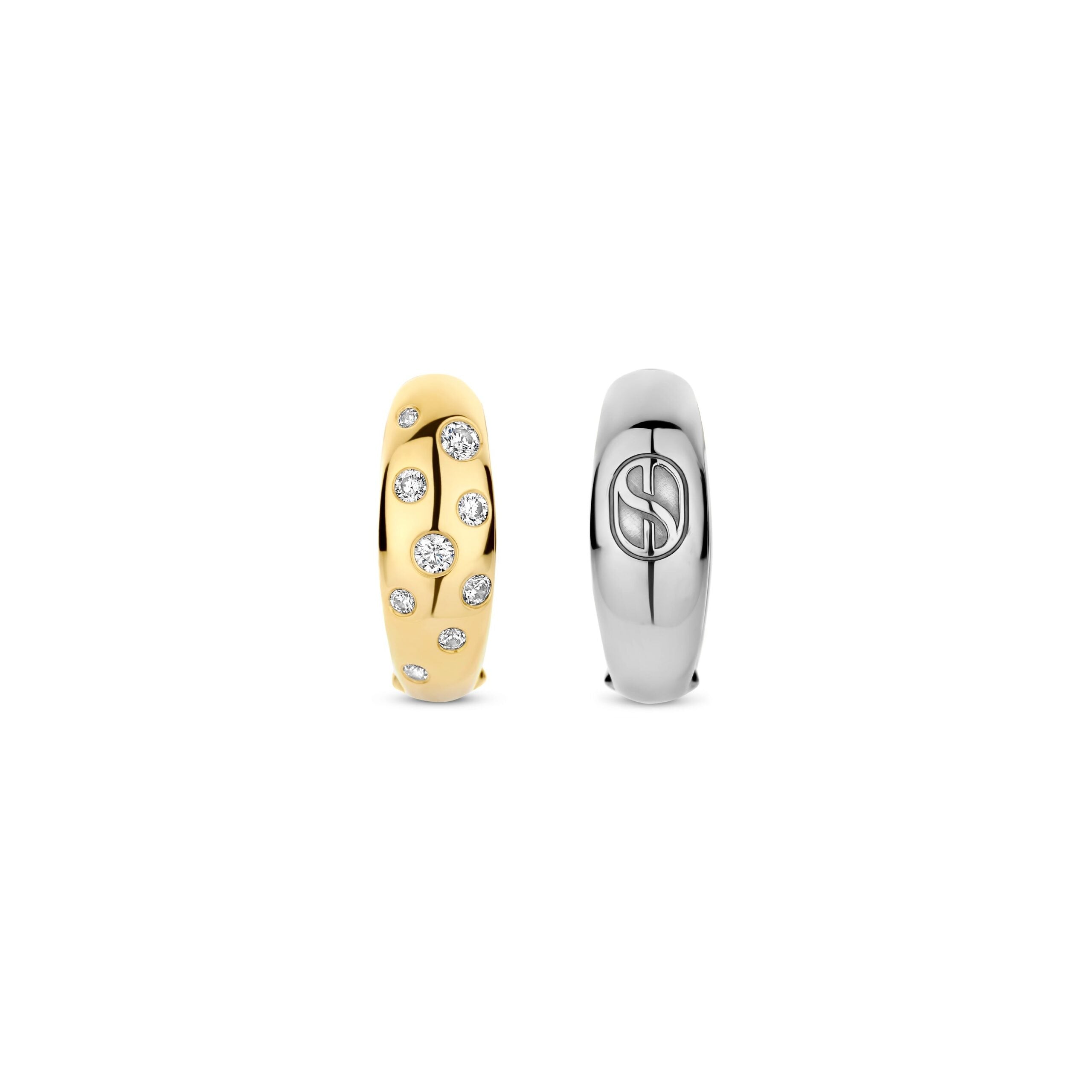 Aretes de aro de plata bañados en oro con zirconia blanca