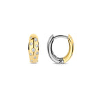 Aretes de aro de plata bañados en oro con zirconia blanca
