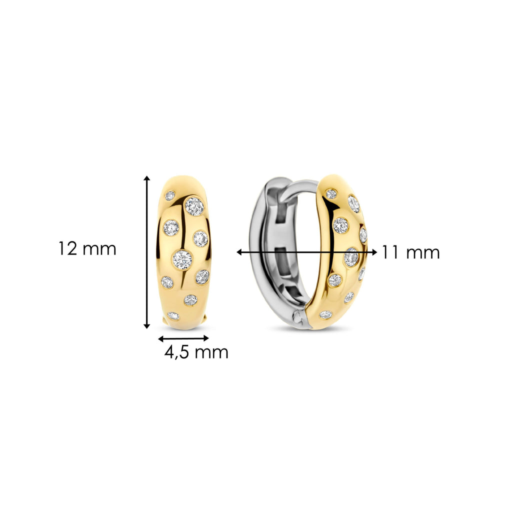 Aretes de aro de plata bañados en oro con zirconia blanca