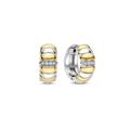 Aretes de aro bicolor vintage de plata bañada en oro amarillo con zirconia blanca