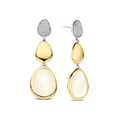 Aretes colgantes de plata con acabado platinado y nácar