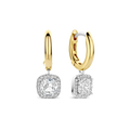 Aretes de aro clásicos cuadrados de plata bañada en oro amarillo con zirconia blanca