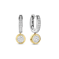 Aretes de aro clásicos redondos de plata bañada en oro amarillo con zirconia blanca