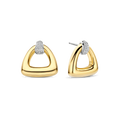 Aretes de triángulo abierto estilo vintage de plata bañada en oro amarillo con zirconia blanca