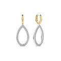 Aretes de aro ovalados con zirconia blanca en plata bañada en oro amarillo
