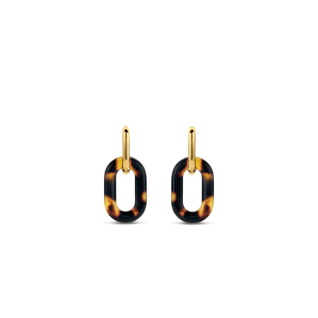 Aretes colgantes de plata bañada en oro amarillo y diseño de leopardo
