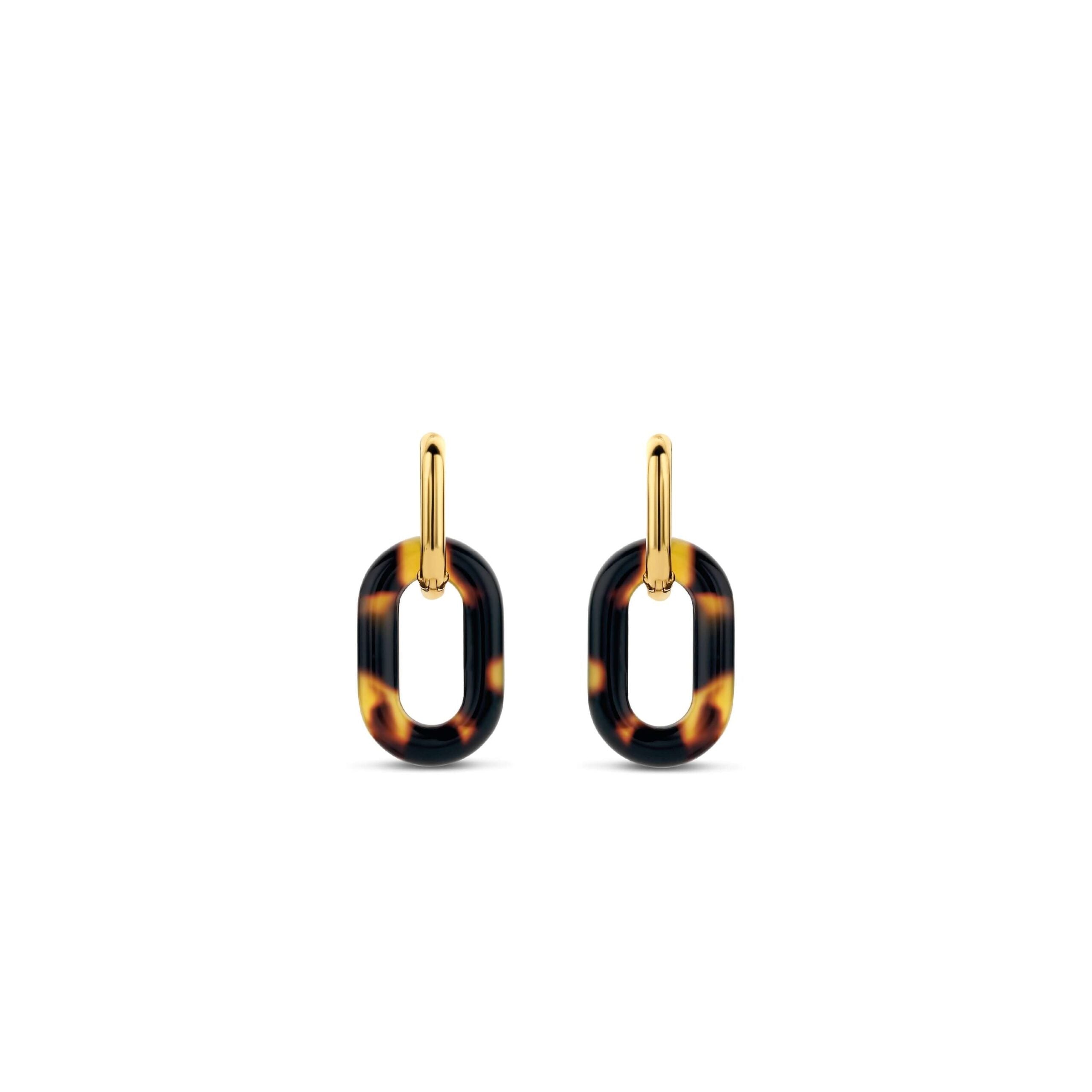 Aretes colgantes de plata bañada en oro amarillo y diseño de leopardo