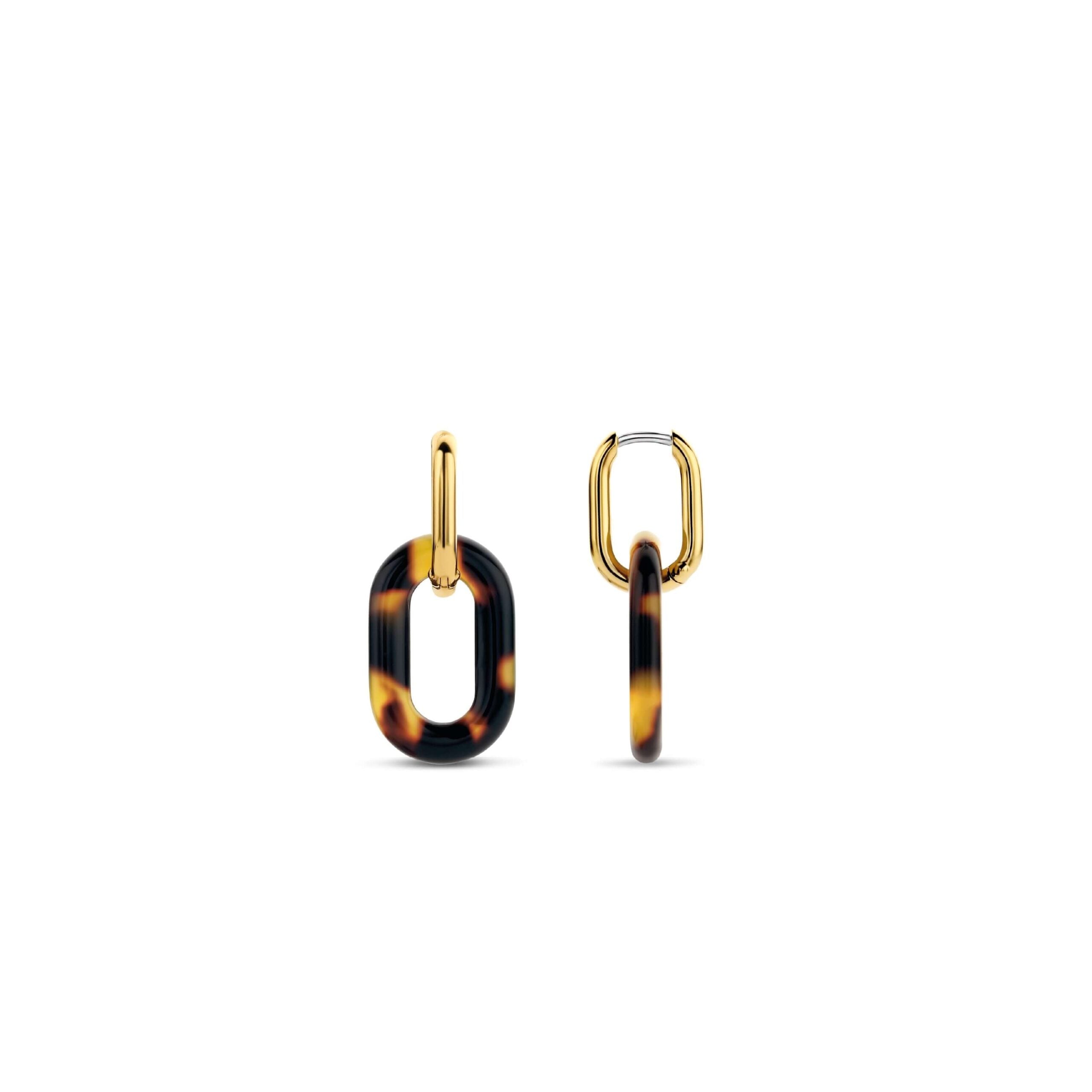 Aretes colgantes de plata bañada en oro amarillo y diseño de leopardo