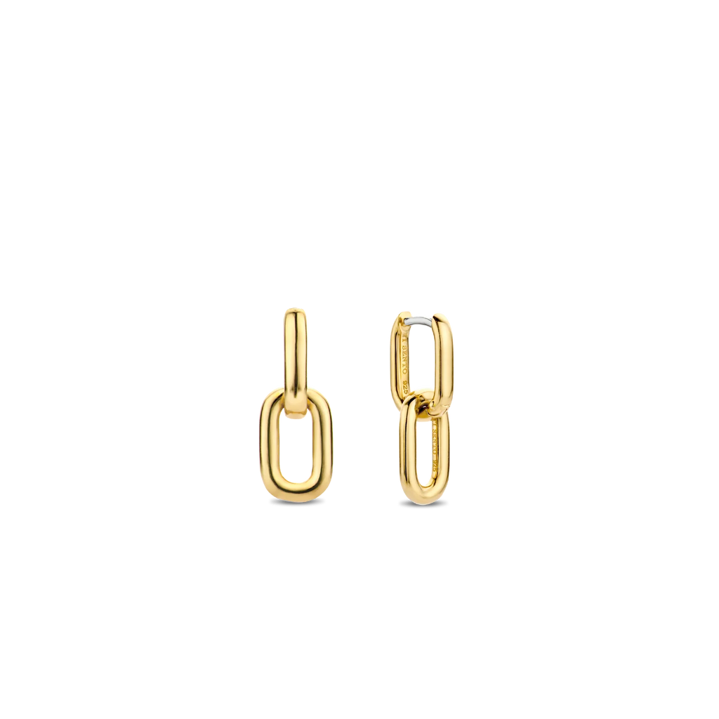Aretes colgantes de plata bañada en oro amarillo