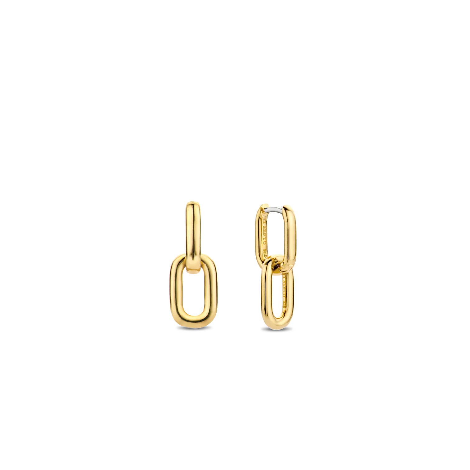 Aretes colgantes de plata bañada en oro amarillo