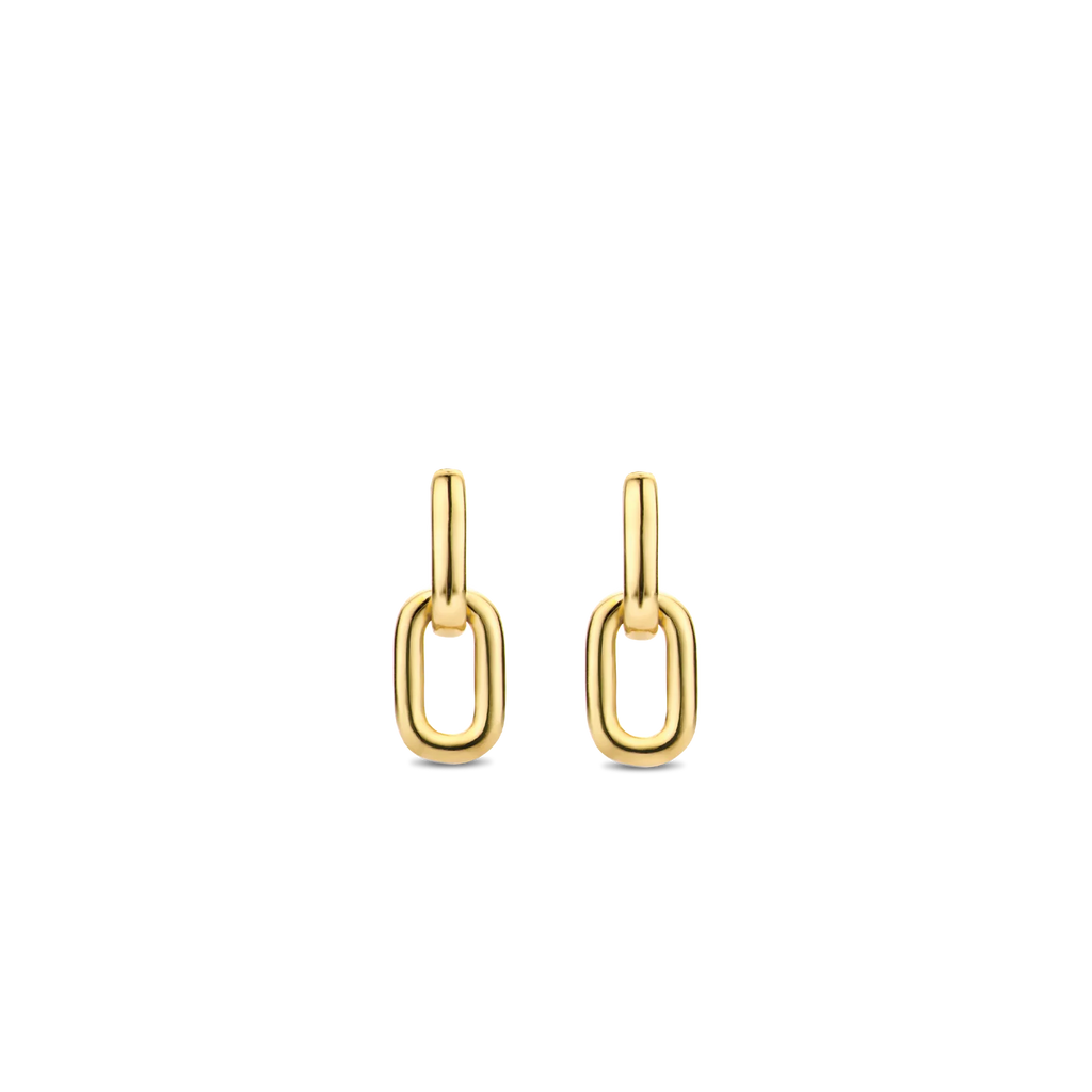 Aretes colgantes de plata bañada en oro amarillo