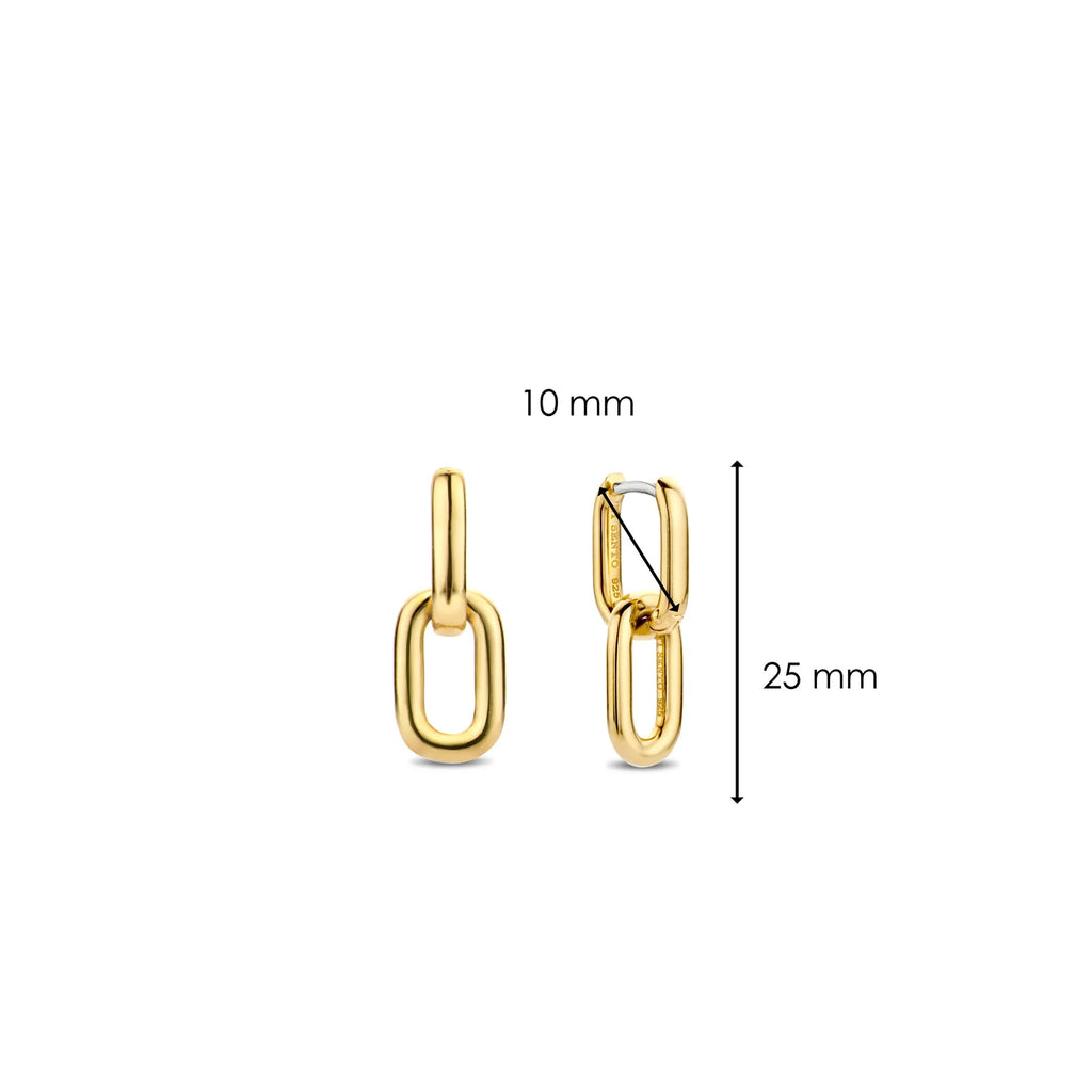 Aretes colgantes de plata bañada en oro amarillo
