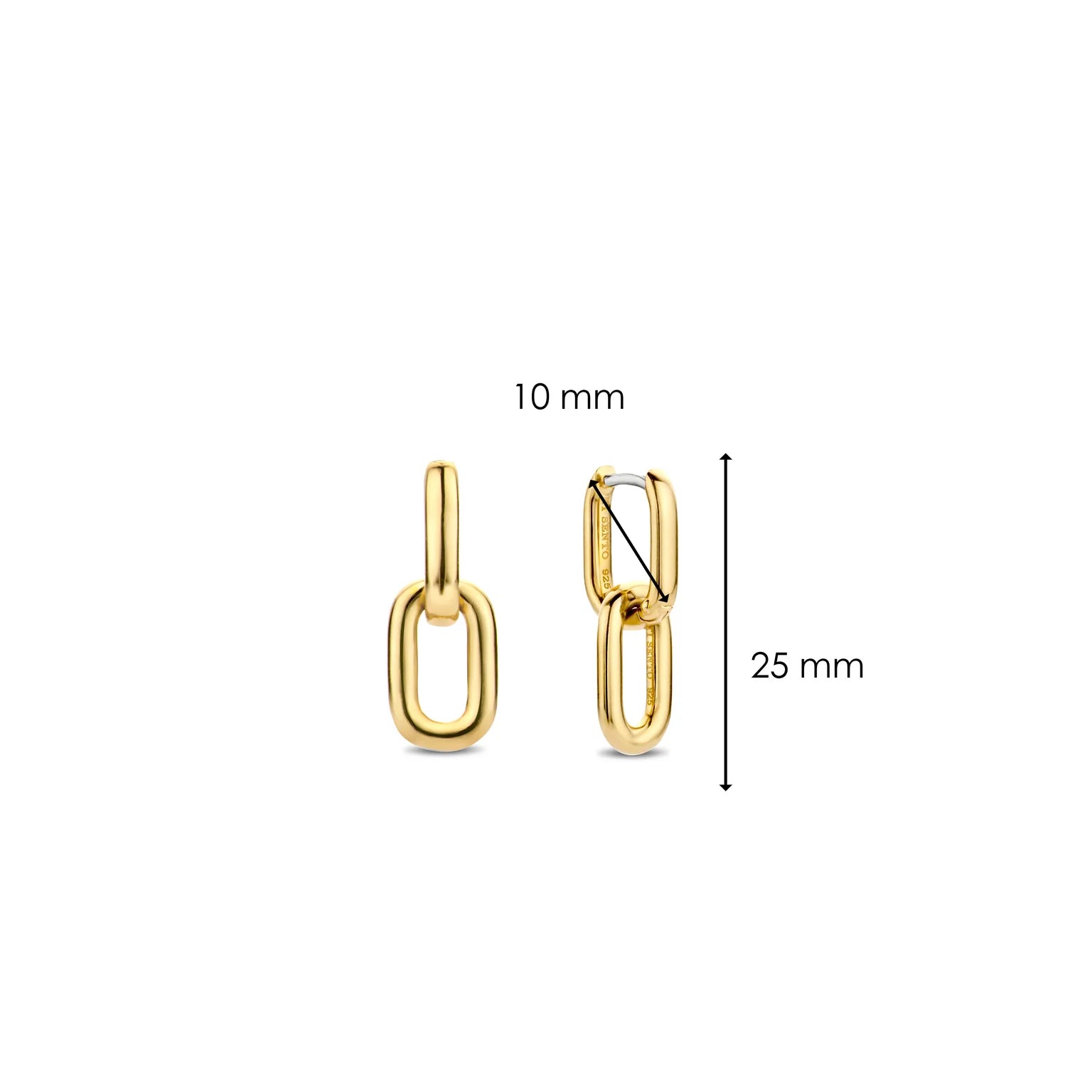 Aretes colgantes de plata bañada en oro amarillo