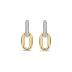 Aretes colgantes bicolor de plata bañada en oro amarillo con zirconia blanca