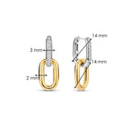 Aretes colgantes bicolor de plata bañada en oro amarillo con zirconia blanca
