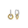 Aretes colgantes de plata bañada en oro amarillo con zirconia blanca