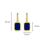Aretes de plata bañada en oro amarillo con piedra azul
