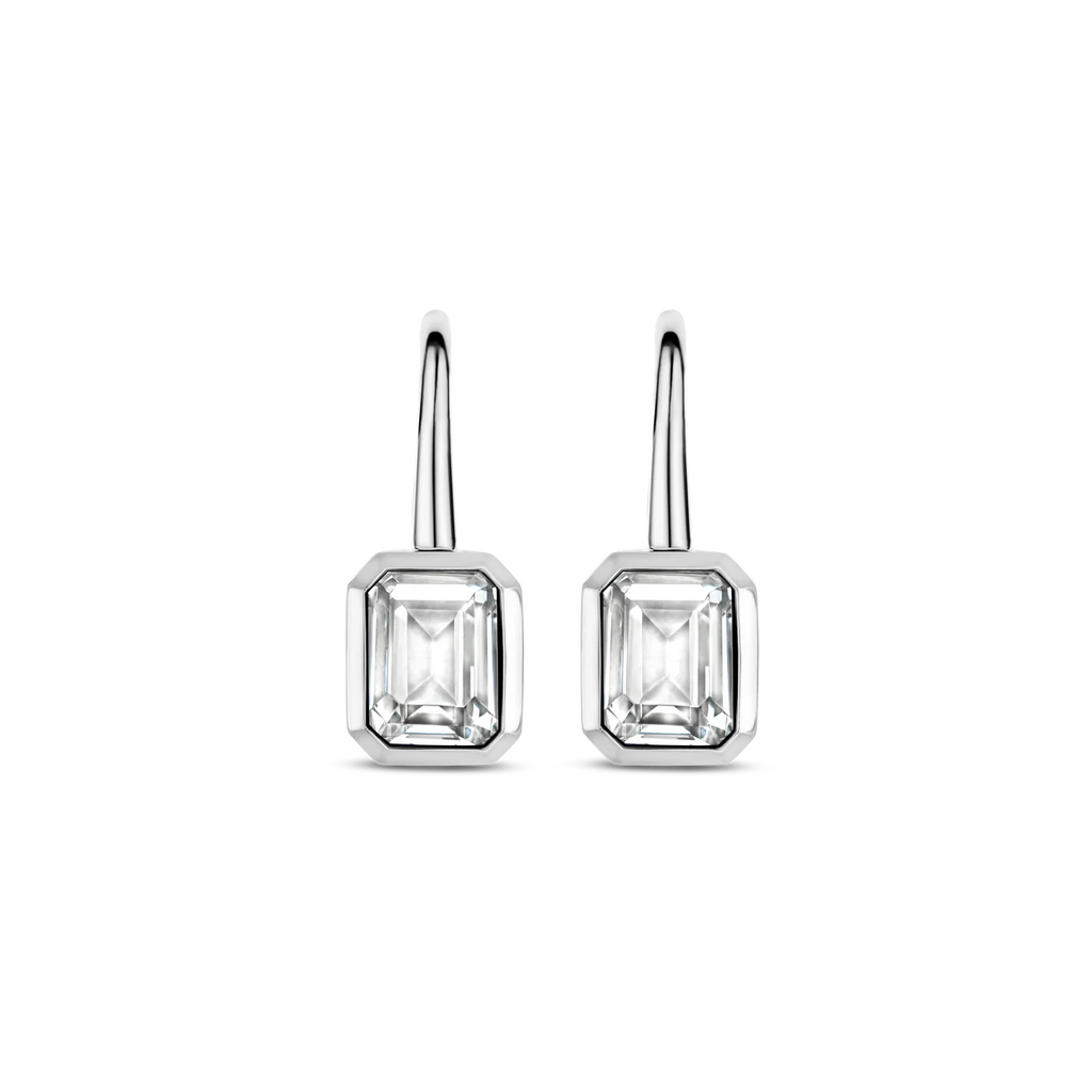 Aretes de plata con acabado platinado y zirconia blanca