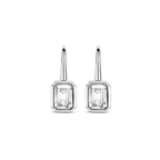 Aretes de plata con acabado platinado y zirconia blanca