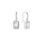 Aretes de plata con acabado platinado y zirconia blanca