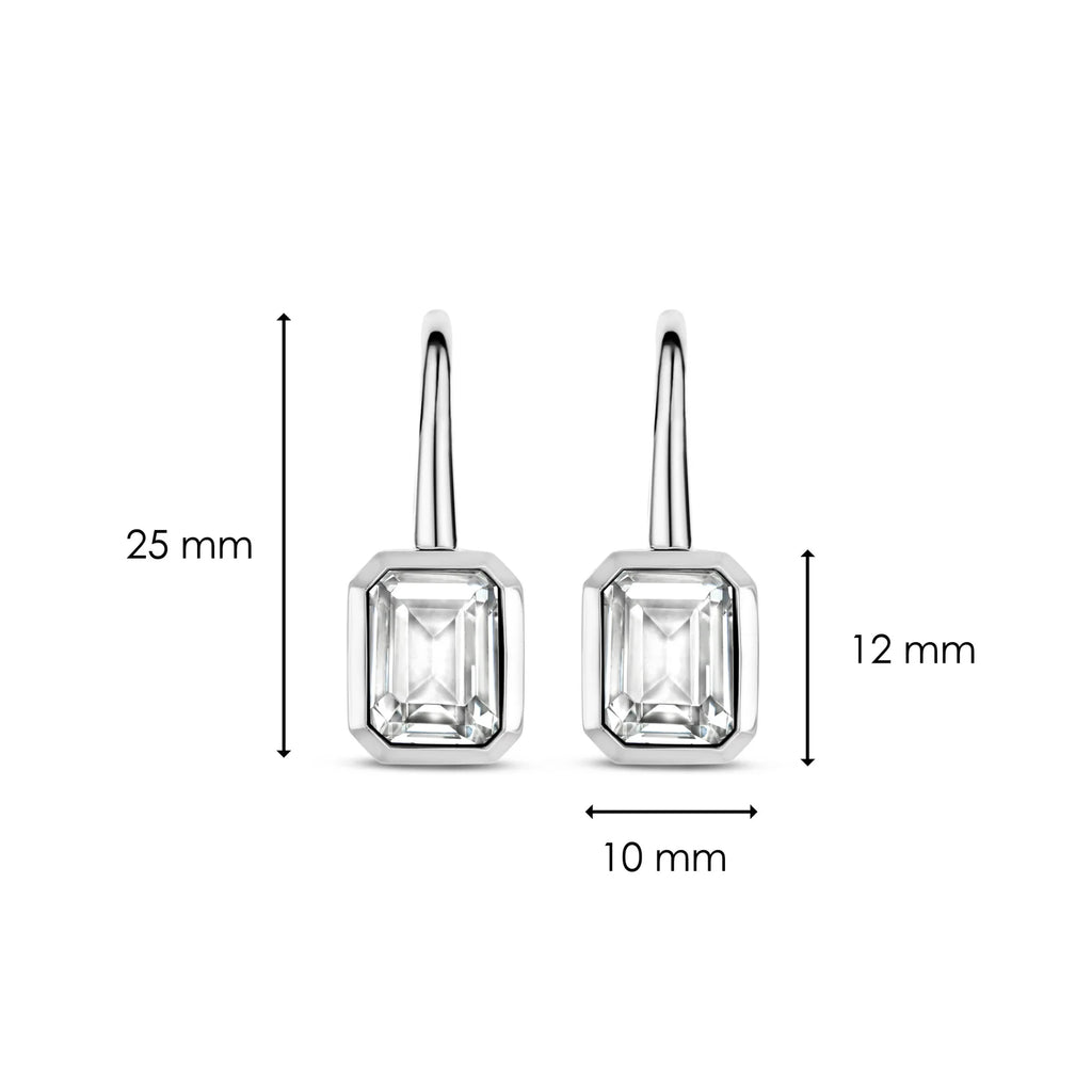 Aretes de plata con acabado platinado y zirconia blanca