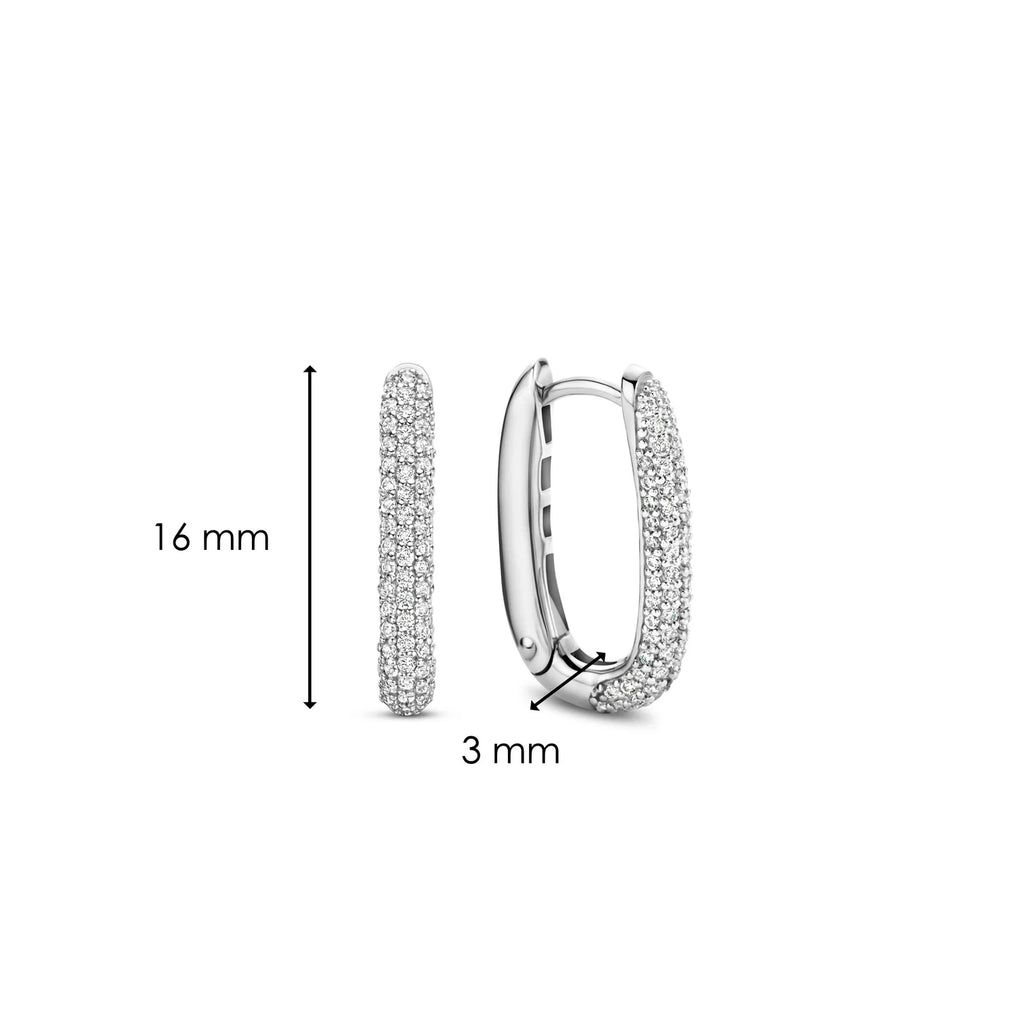 Aretes de plata con baño de platino y zirconia blanca