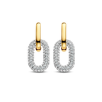 Aretes colgantes bicolor de plata bañada en oro amarillo con zirconia blanca