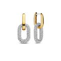 Aretes colgantes bicolor de plata bañada en oro amarillo con zirconia blanca