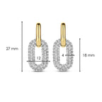 Aretes colgantes bicolor de plata bañada en oro amarillo con zirconia blanca