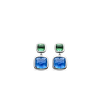 Aretes de plata con acabado platinado y piedras azul y verde